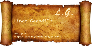 Lincz Germán névjegykártya